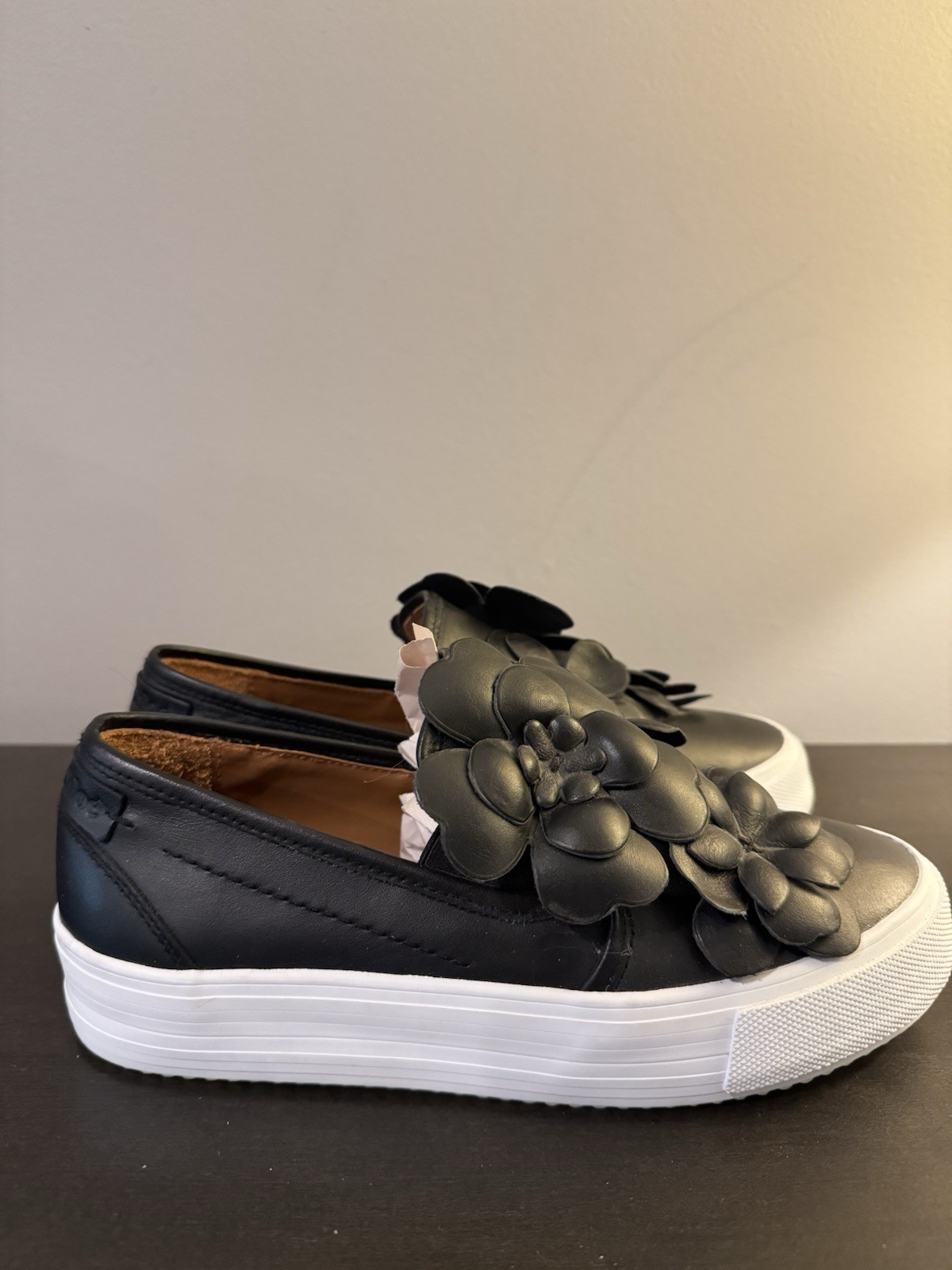 See by Chloe Vera Slip On Floral Sneakers Black Leather Size 38