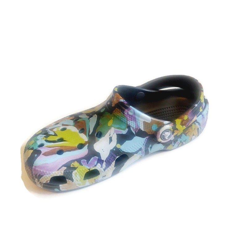 CROCS Classic Painted Floral Slip On Clogs Mens 6 Womens 8 Croslite Sandal NWT