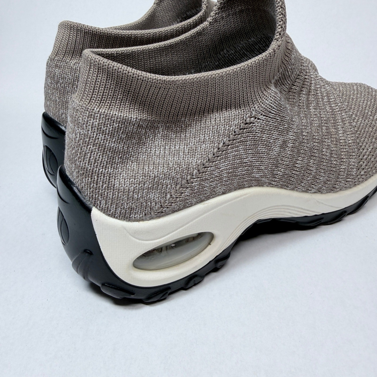 Taupe Mesh Slip On Sock Sneakers Air Cushion Walking Shoes Mens 8 Womens 9.5