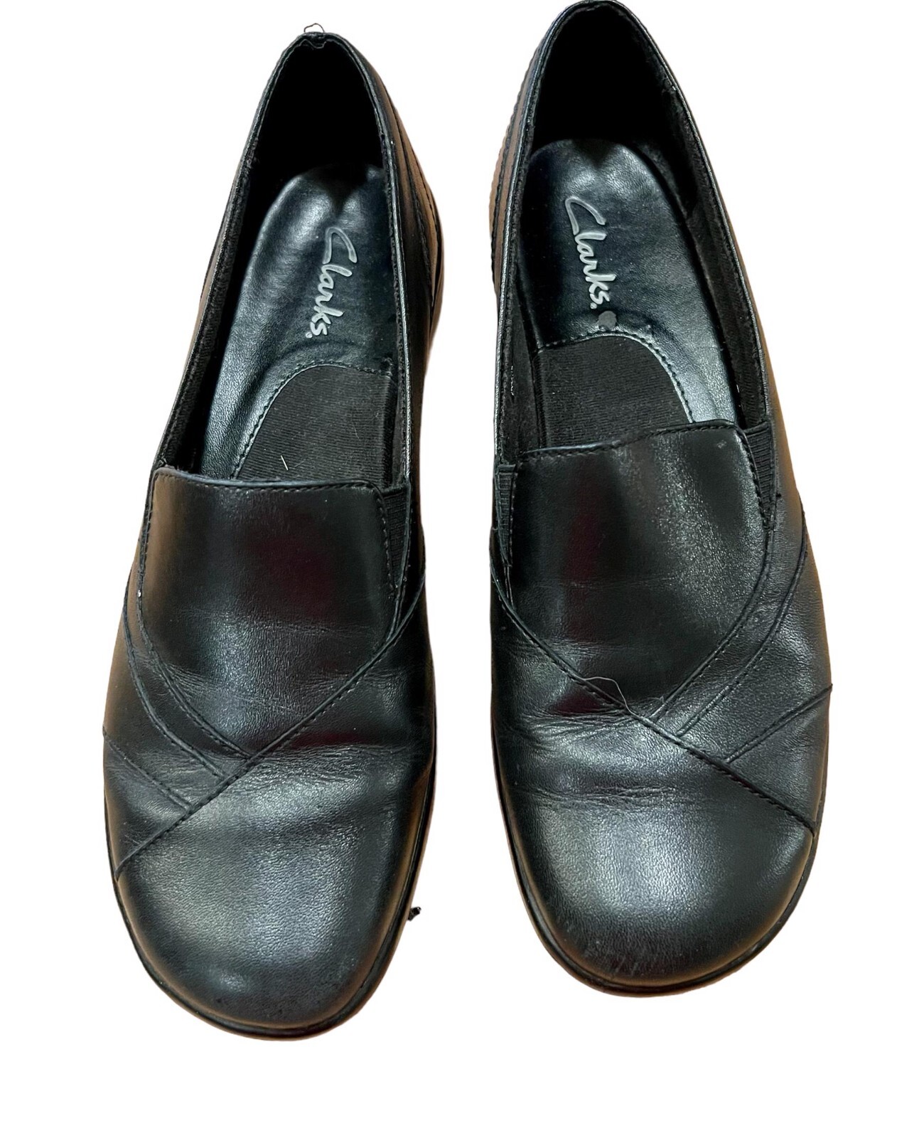 Clarks BlackBerry Black Leather Slip On Loafers