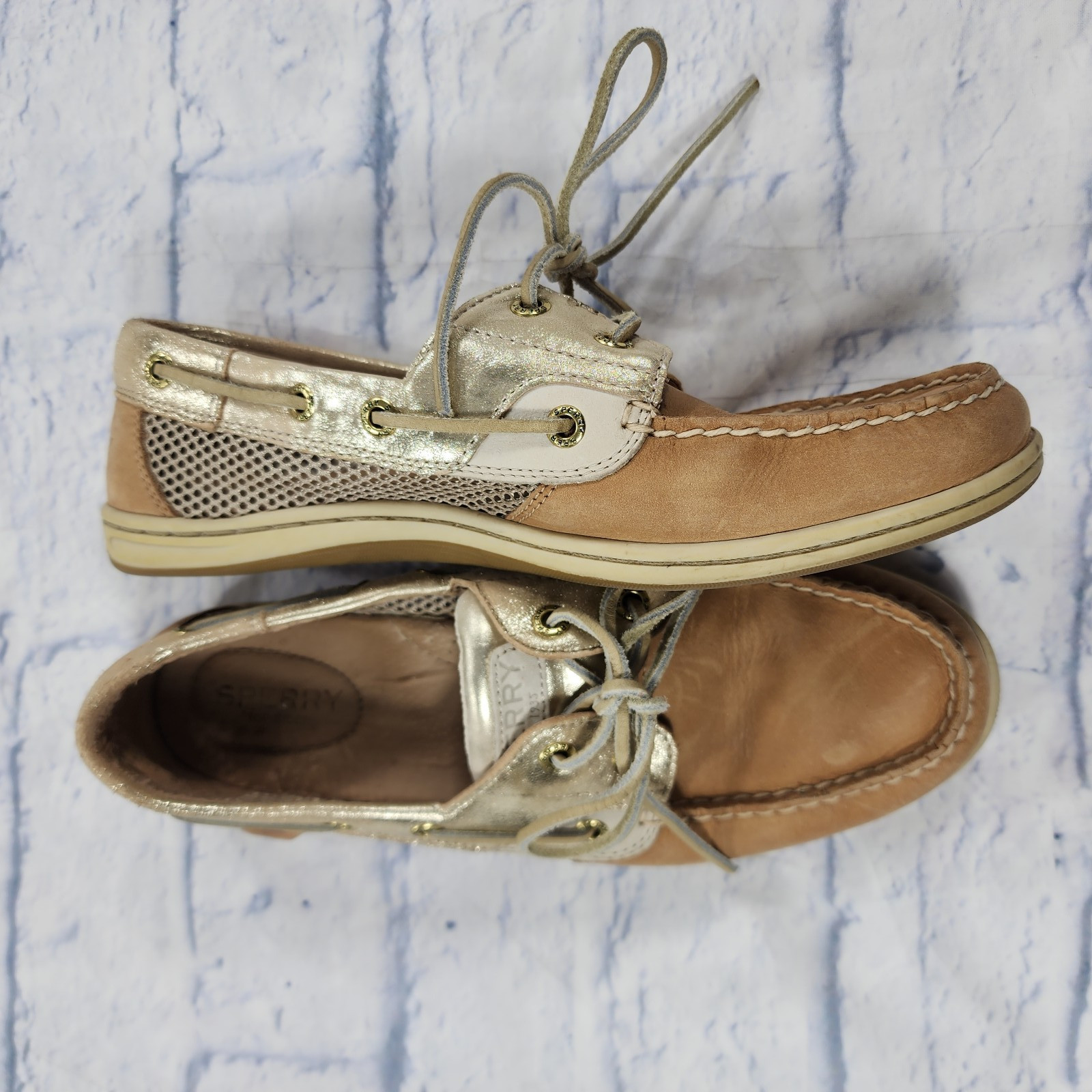 Sperry WOMENS 8.5 Koifish Leather Boat Shoes Beige STS95769