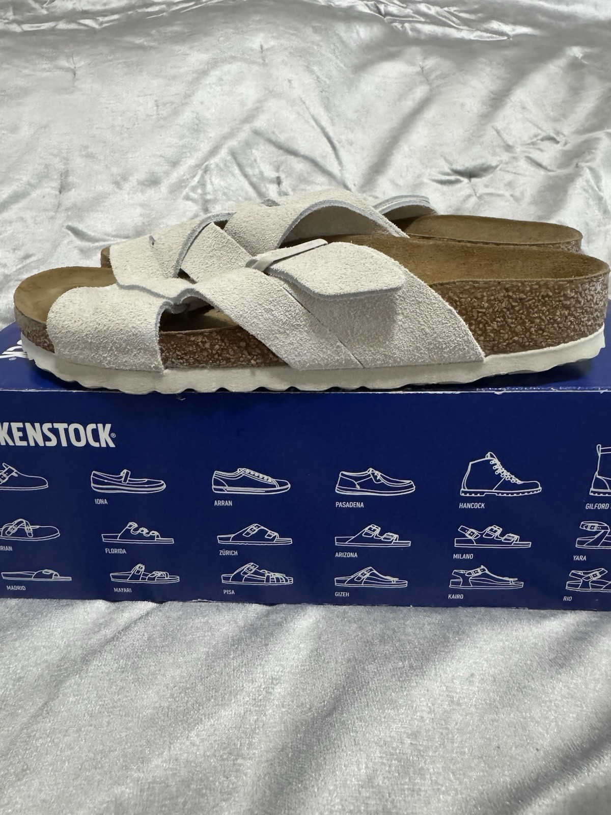 BIRKENSTOCK Lugano Soft Footbed Antique White Suede Women’s Size 37 Narrow Fit