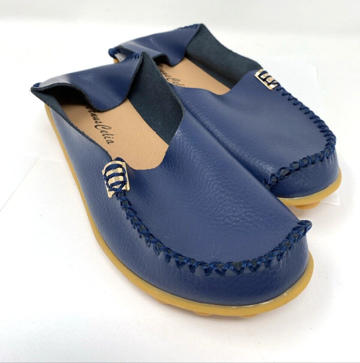 Venus Celia Navy Blue Leather Slip On Shoes Size 7M