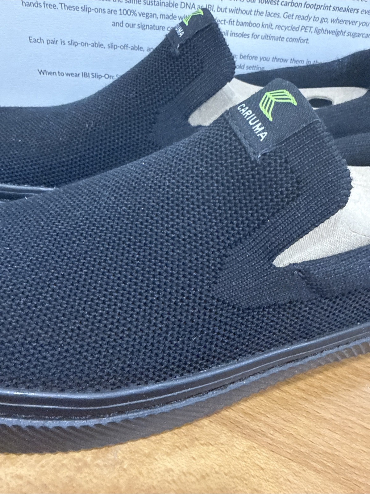 Cariuma Slip On Sneakers IBI Women’s US 7 UK 4.5 Black Knit Sustainable Comfort