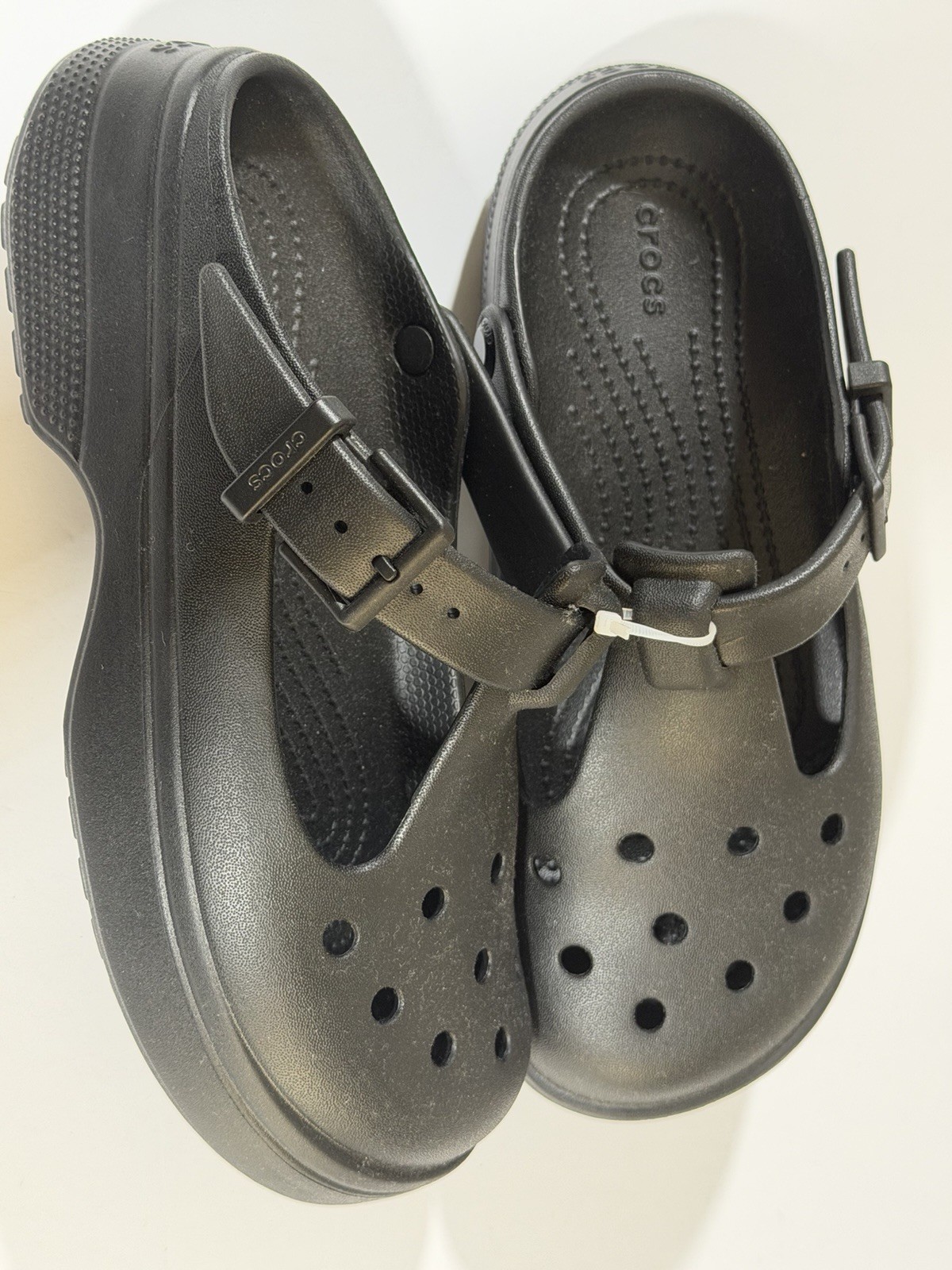 🐊 Crocs Classic Mary Jane Clog Black Womens 7 Adjustable Buckle New W/out Tags