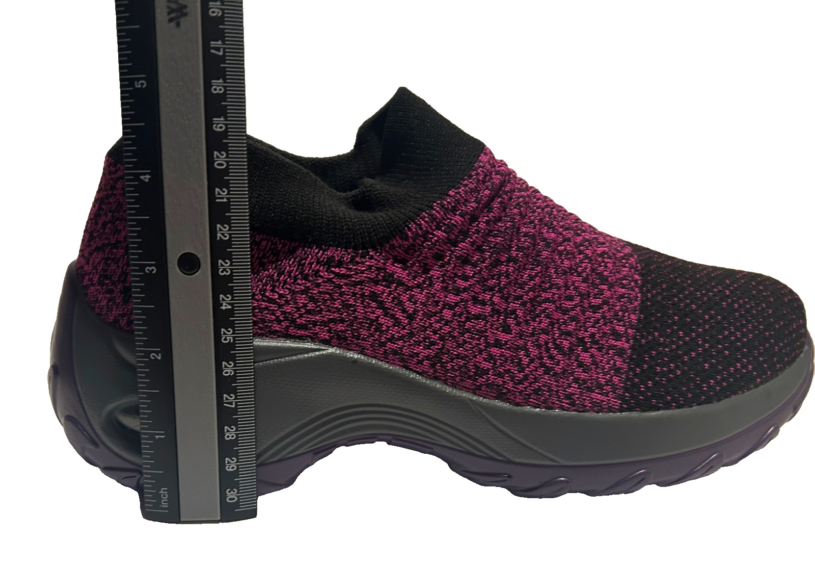 Slow Man Women’s Walking Shoes Sock Sneakers Purple/Black Size 9