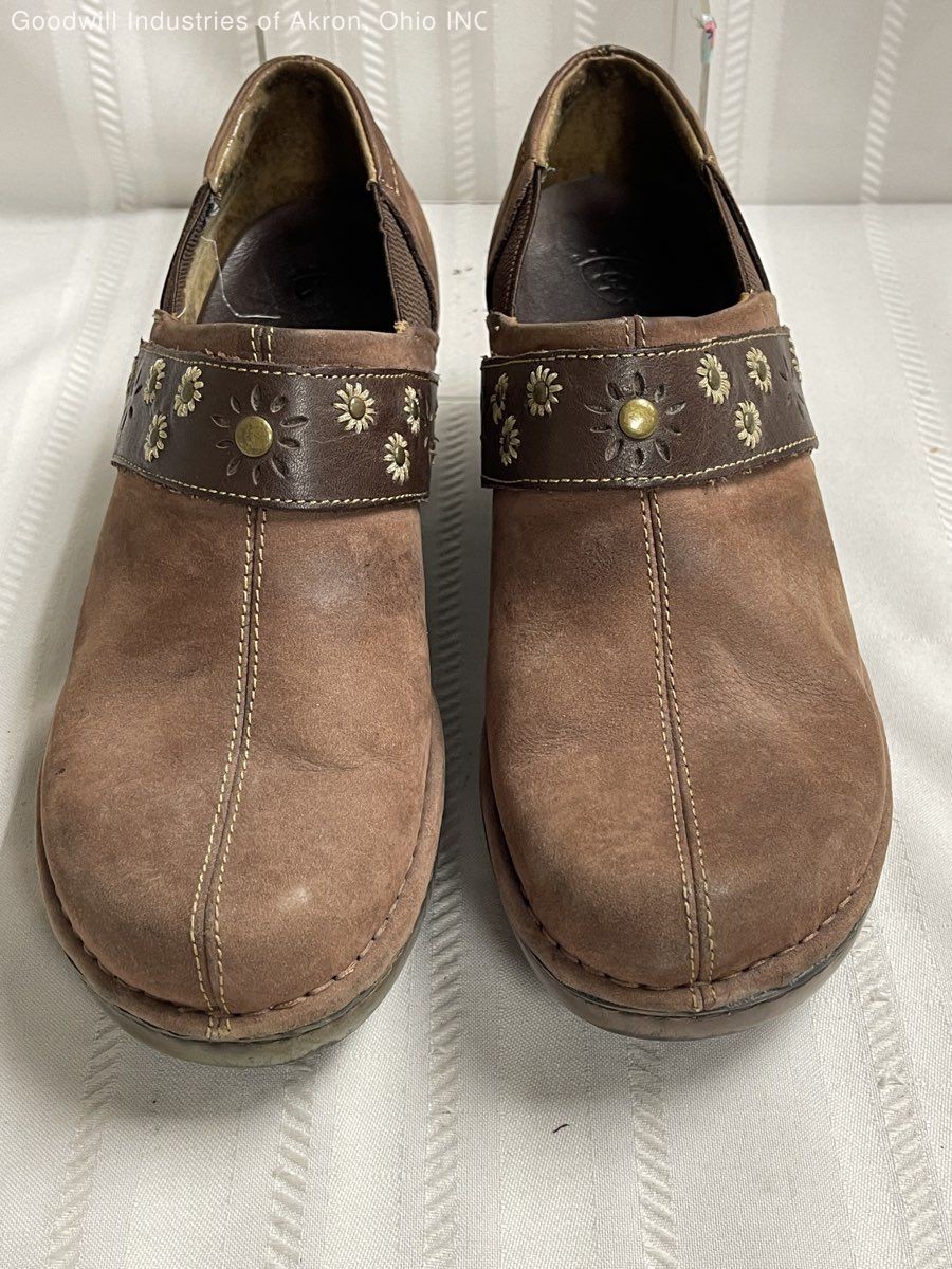 Ariat Holly Brown Leather Floral Embroidered Heel Clog Mules Women’s Size 9