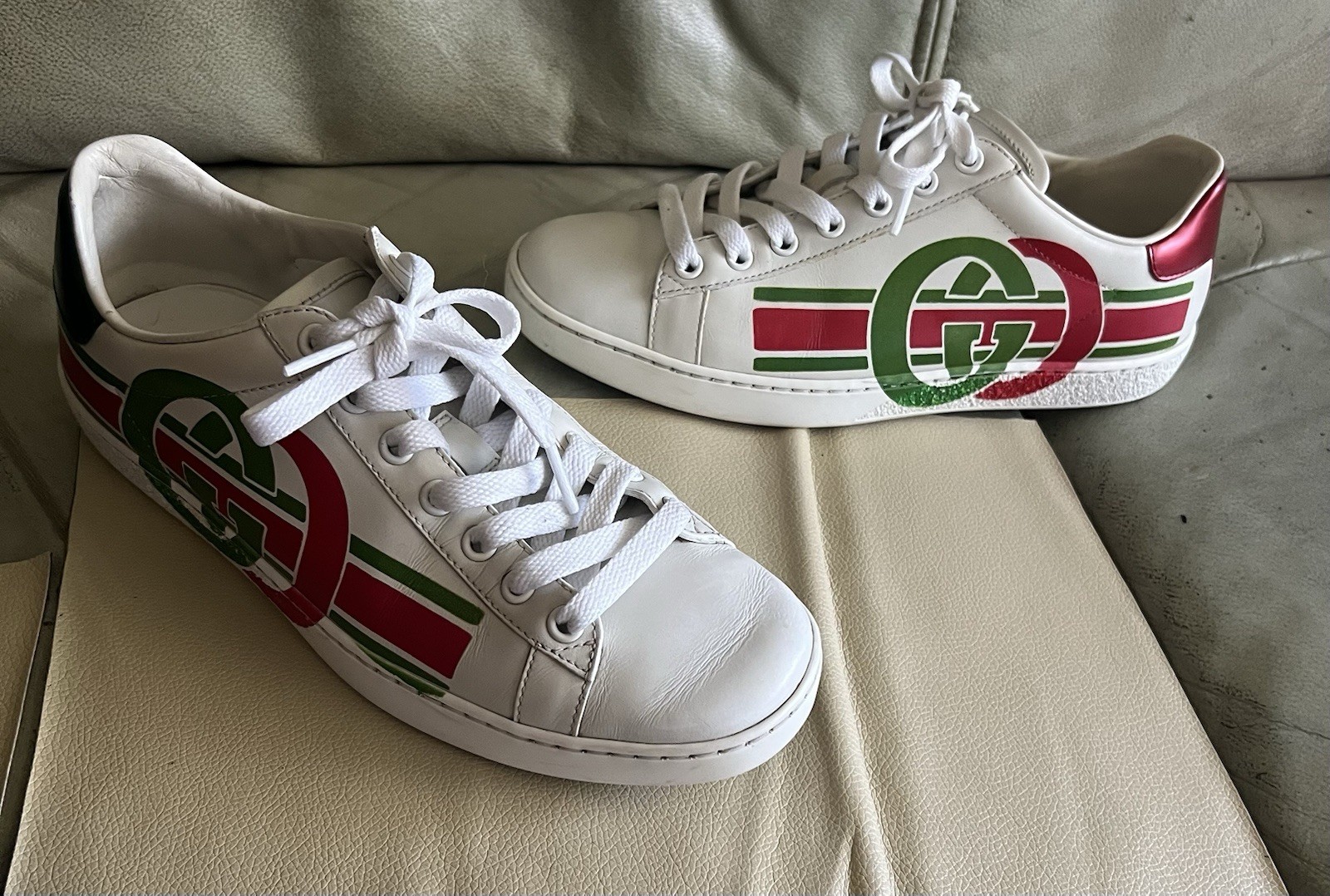 Gucci Ace White Leather Shoes Trainers Sneakers Women’s 3.7 US 7.5