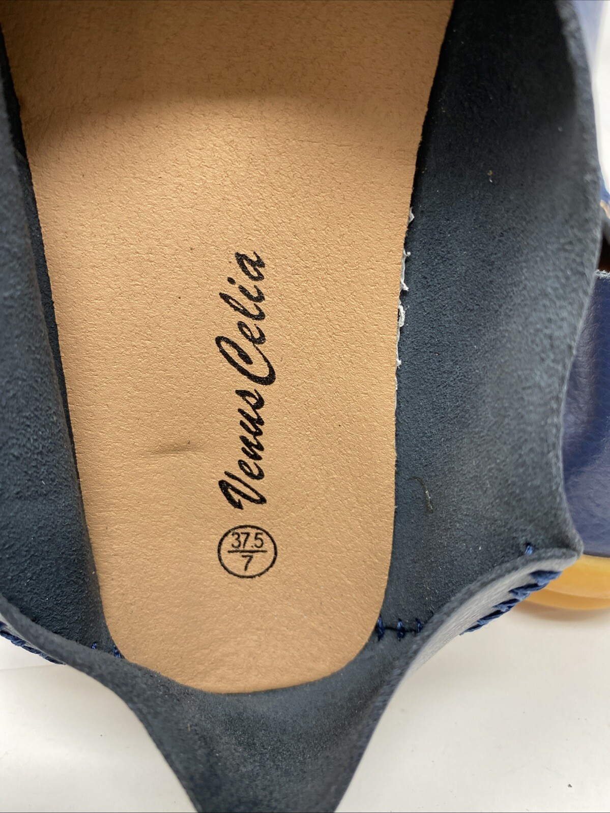 Venus Celia Navy Blue Leather Slip On Shoes Size 7M