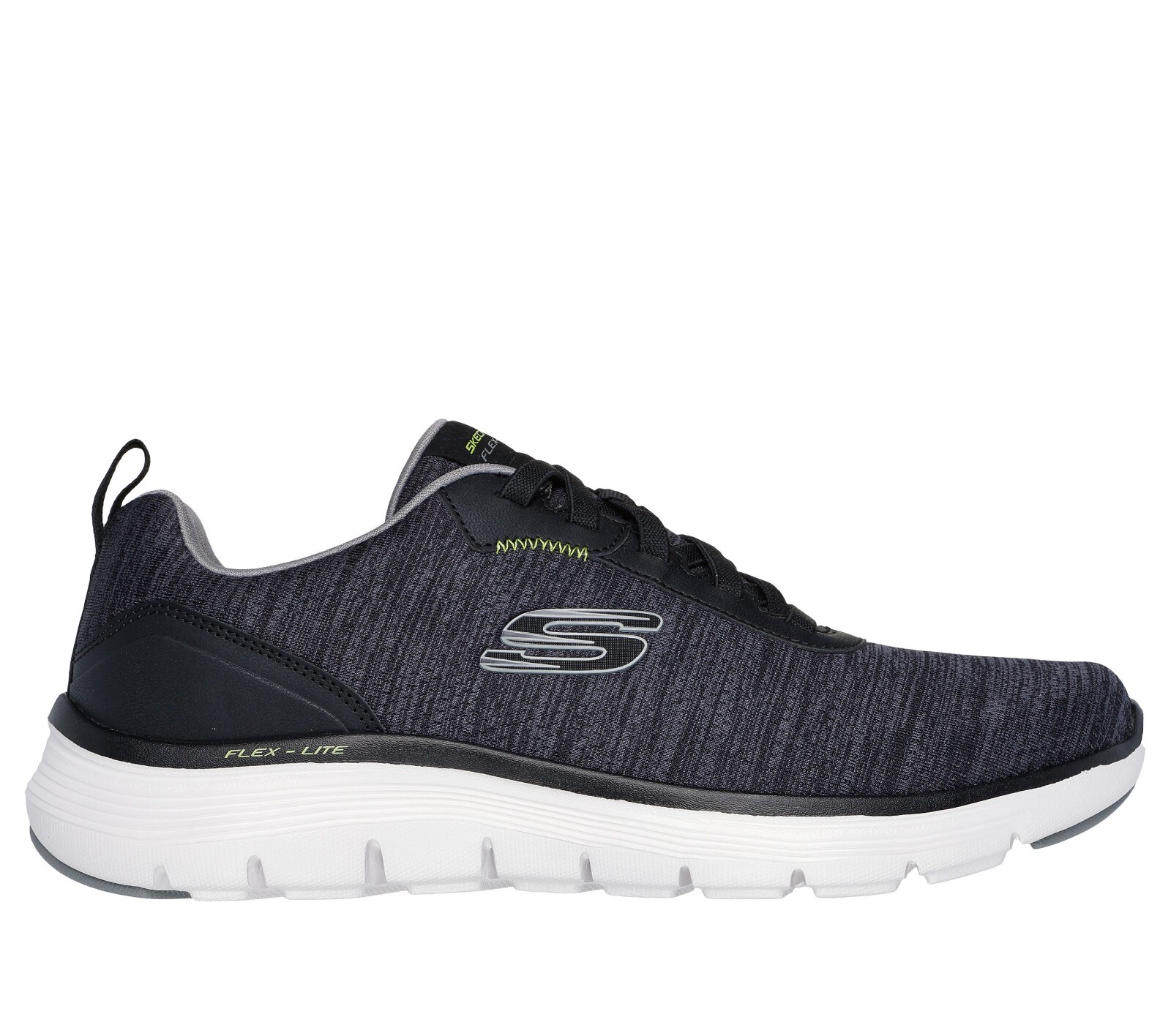 Mens Skechers Black Wide Sport Shoes Comfort jersey mesh Lace Memory Foam 232823