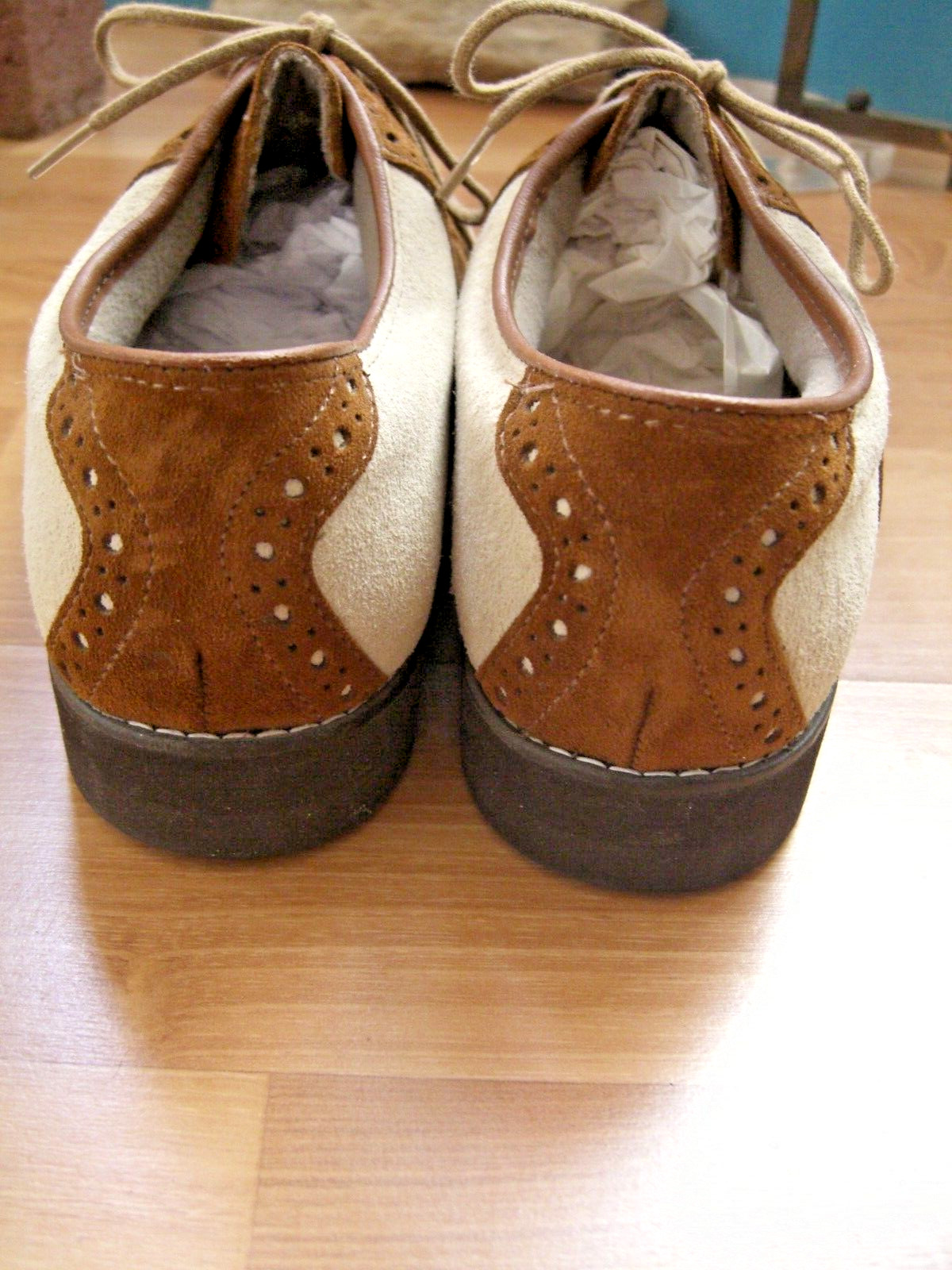 Vintage Hush Puppies Brown/tan Saddle Shoes womens 7 1/2 M NOS