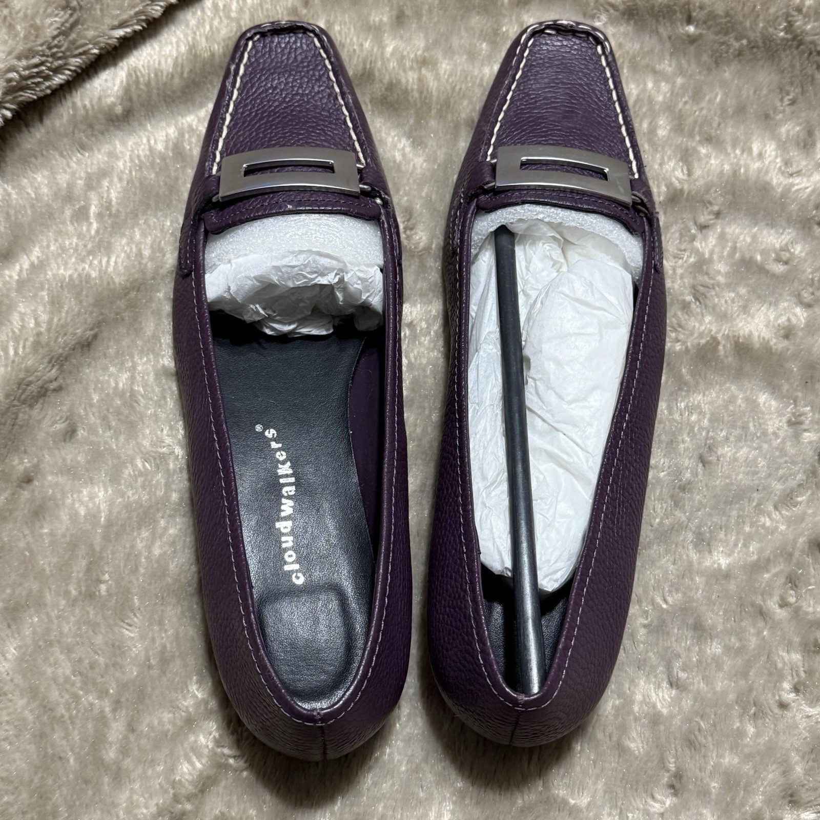 Cloud Walkers Castle Deep Purple Leather Slip On Comfort Shoes Womens 11W,NEW