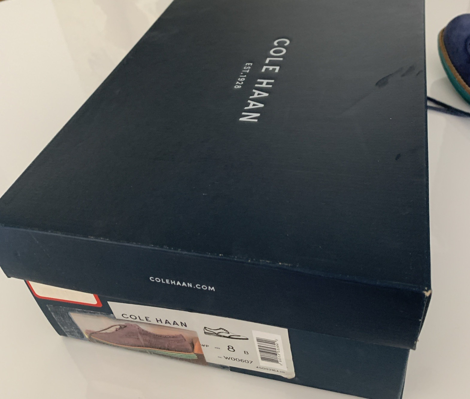 Cole Haan Womens Lunargrand Oxfords Size 8B Blue Suede Wingtip Shoes w/box