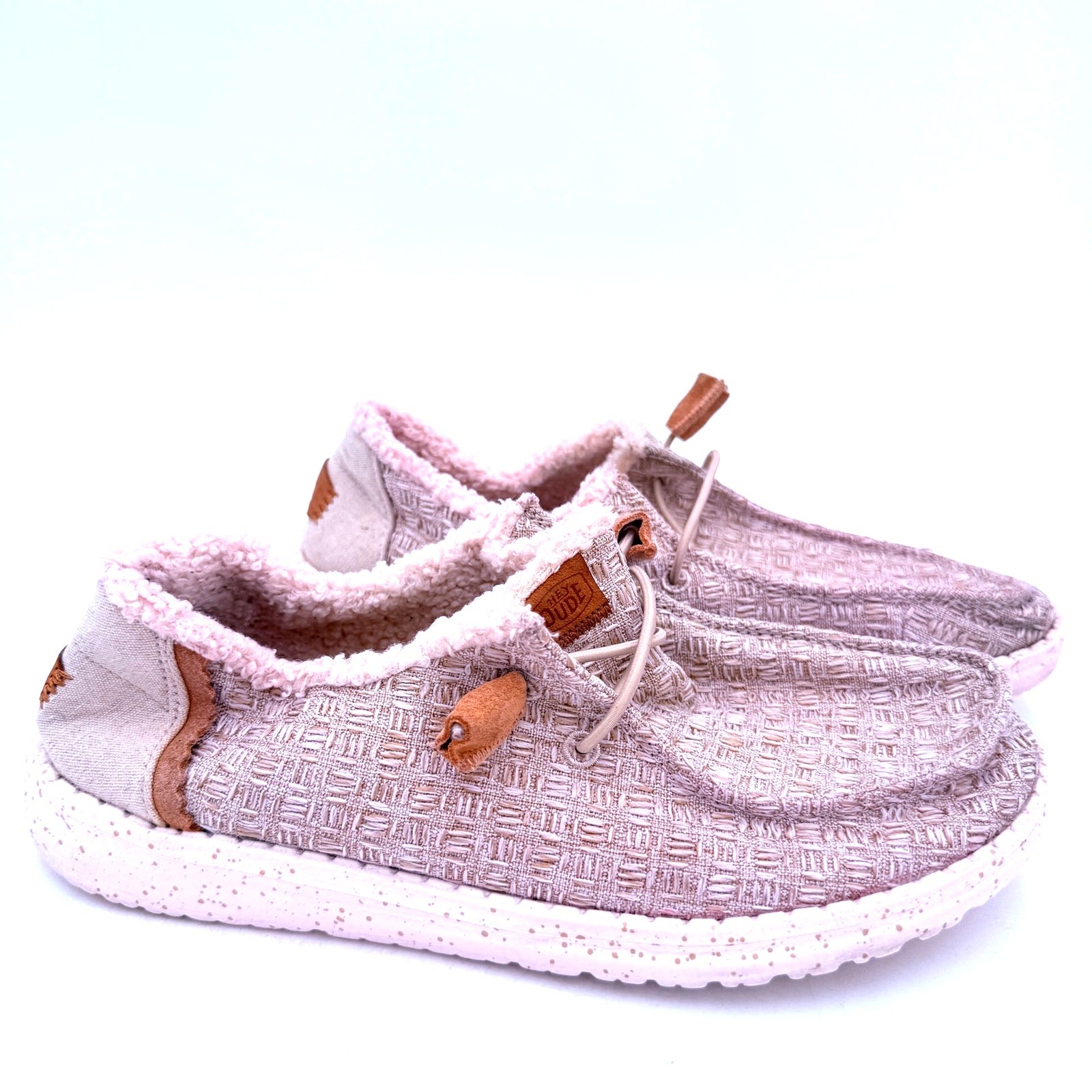 Hey Dude Women’s Natural Wendy Warmth Faux Fur Lined Sneakers Size 6