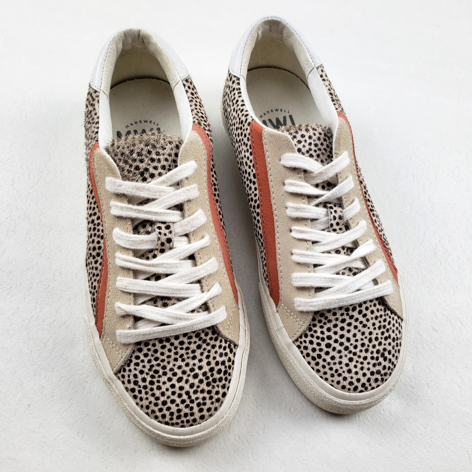 Madewell Sidewalk Low Top Sneaker Womens 6.5 Brown Spotted Calf Hair Casual Shoe