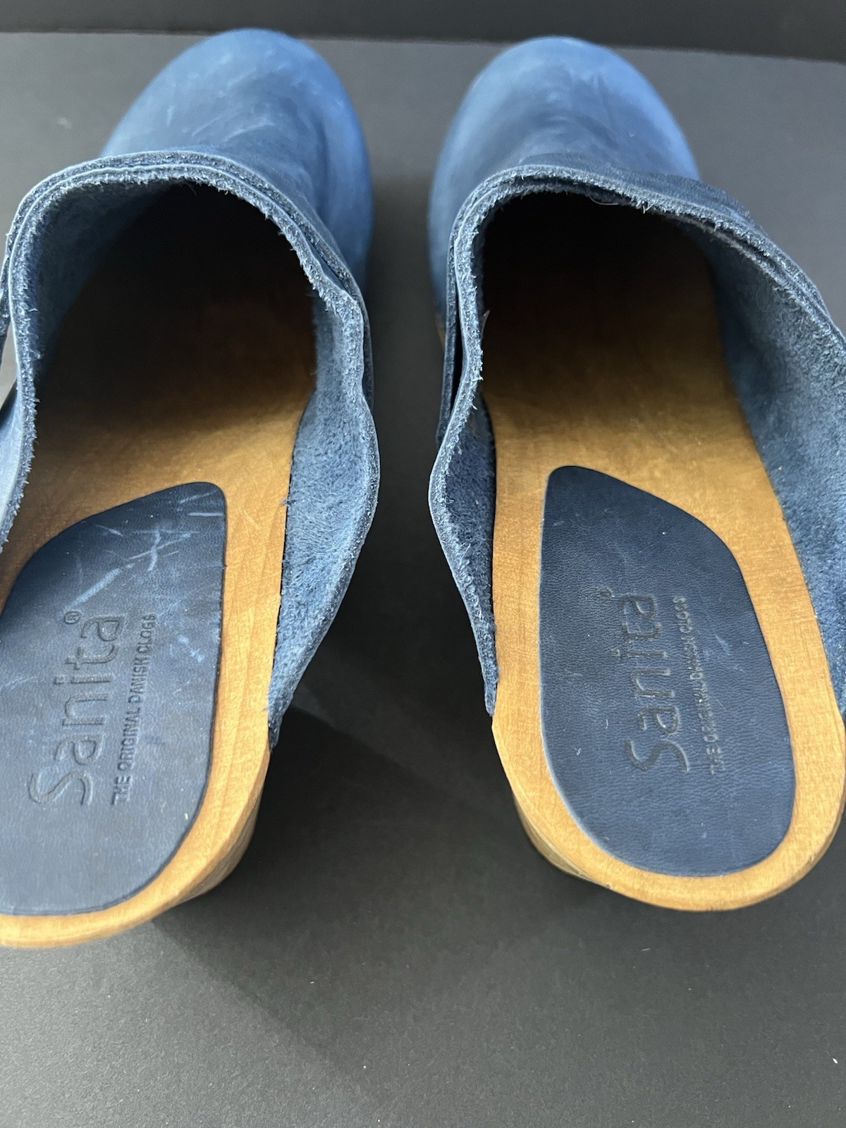 Sanita The Original Danish Clogs Blue Nubuck Open Back Clogs- Size41