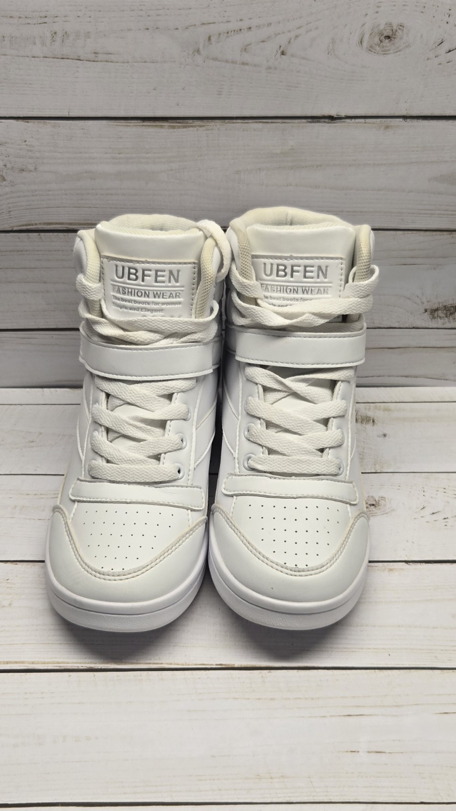 UBFEN Womens Shoes Hidden Wedges 5.5Cm Fashion Sneakers Size 7.5 Med, White