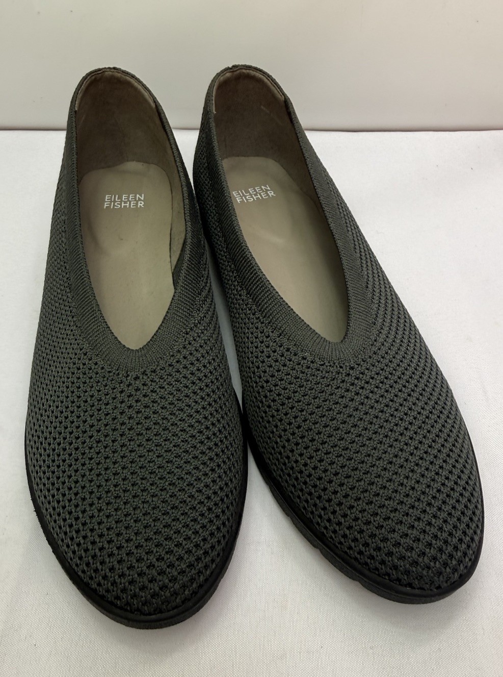 Eileen Fisher Heaven Stretch Knit Wedge Ballet Flat Shoes Womens Size 10 Dr Gray