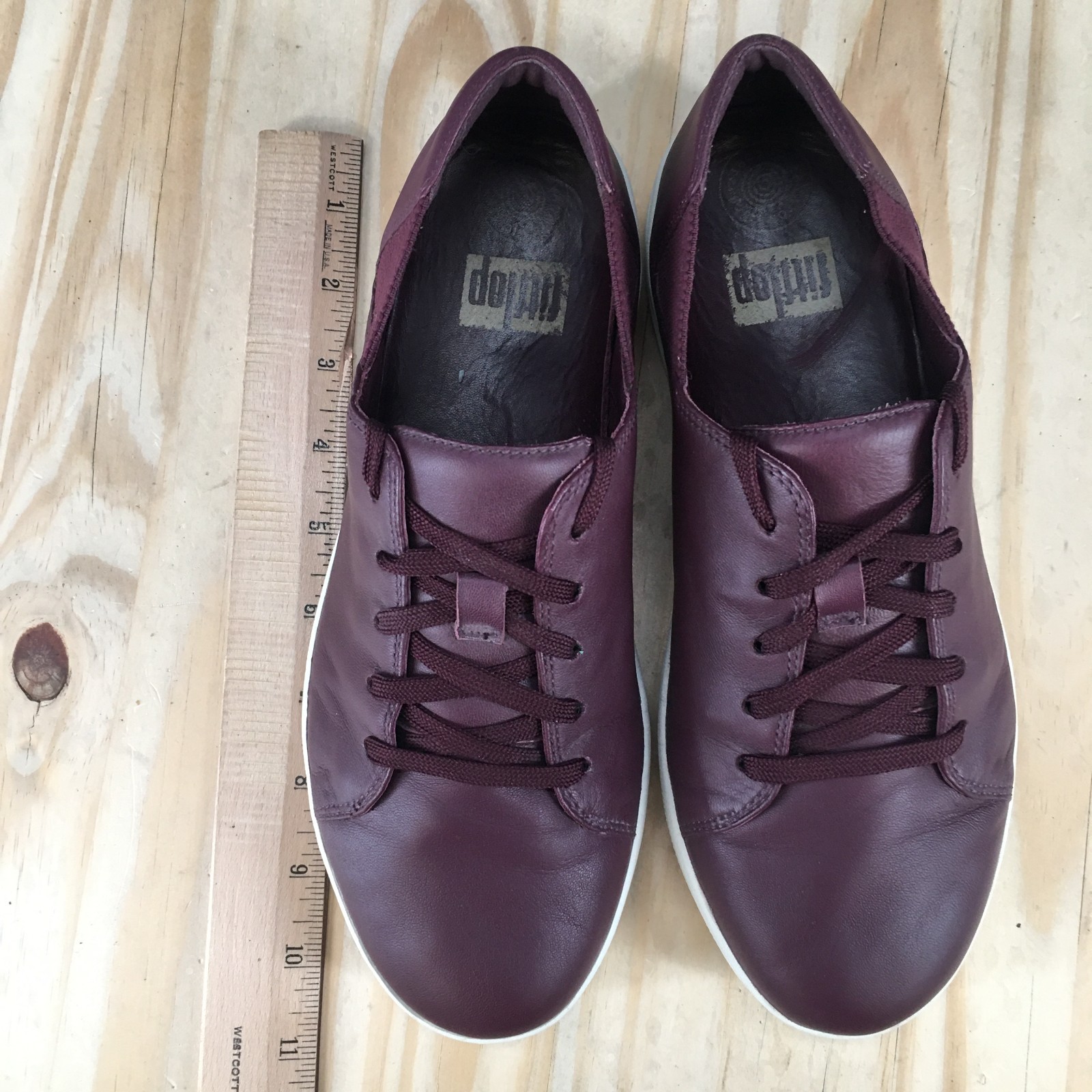 FitFlop Shoes Womens 8 F-Sporty Casual Lace Up Sneakers H55-398 Burgundy Leather
