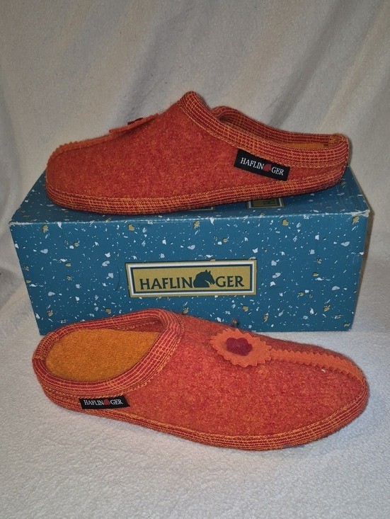 Haflinger Celine 40 Orange Boiled Wool Slipper – New
