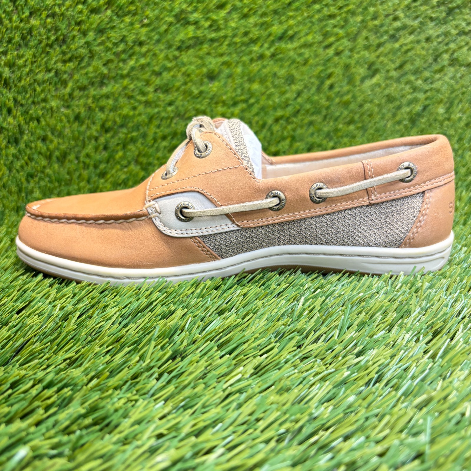 Sperry Koifish Womens Size 5.5 Brown Beige Outdoor Leather Slip On Boat Shoes