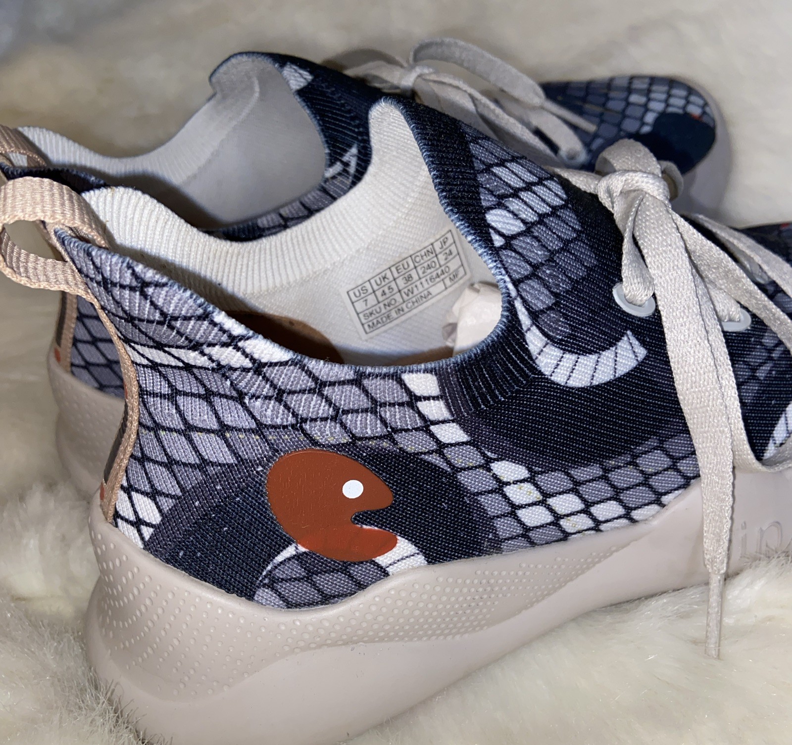 UIN Snake Mijas 1 Walking Shoe Womens 7 Blue Multi Knit Slip On Sneaker Comfort