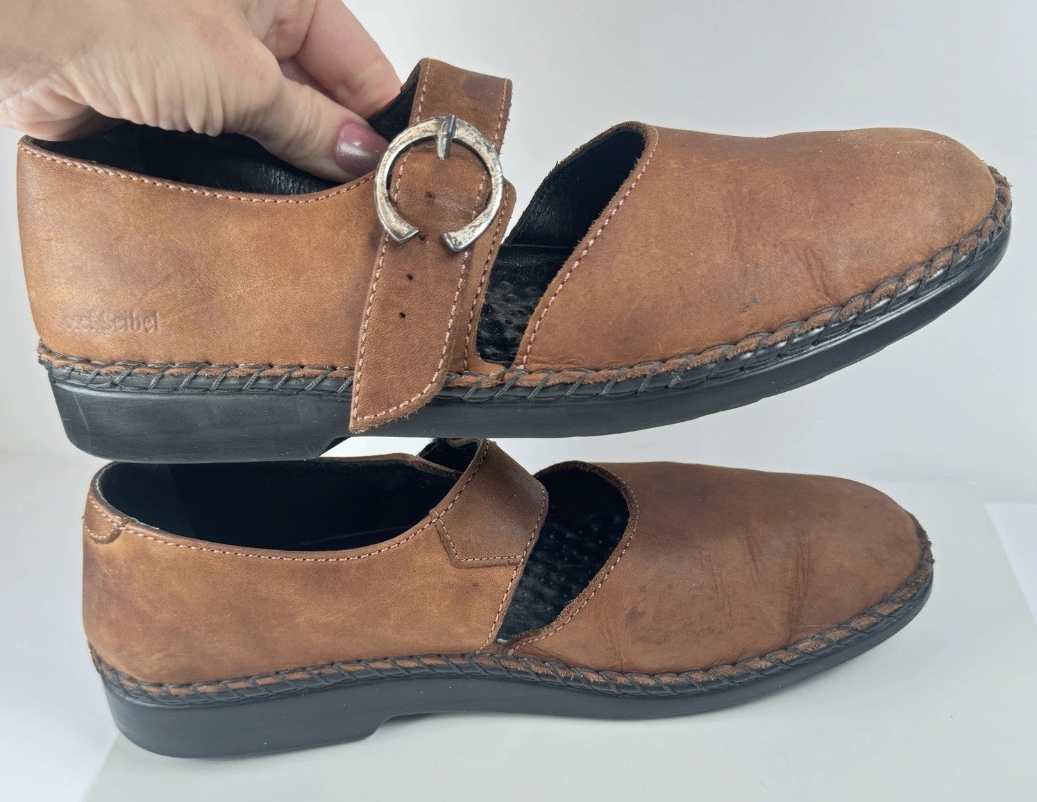 Josef Seibel Air Massage Mary Jane Ring-Buckle Shoes EU 40 US 9-9.5 Brown