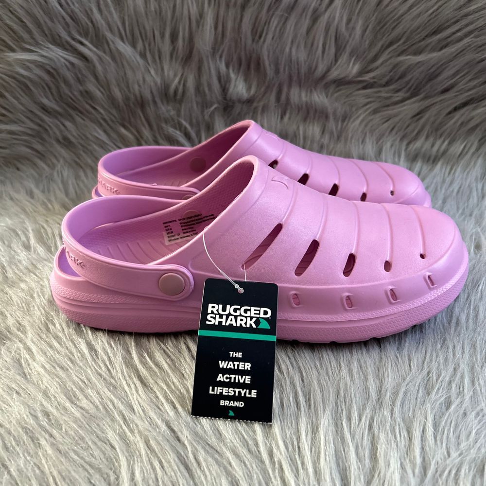 Rugged Shark Clogs Womens Size 11 Pink Slip On Sandals Lightweight Water Shoes