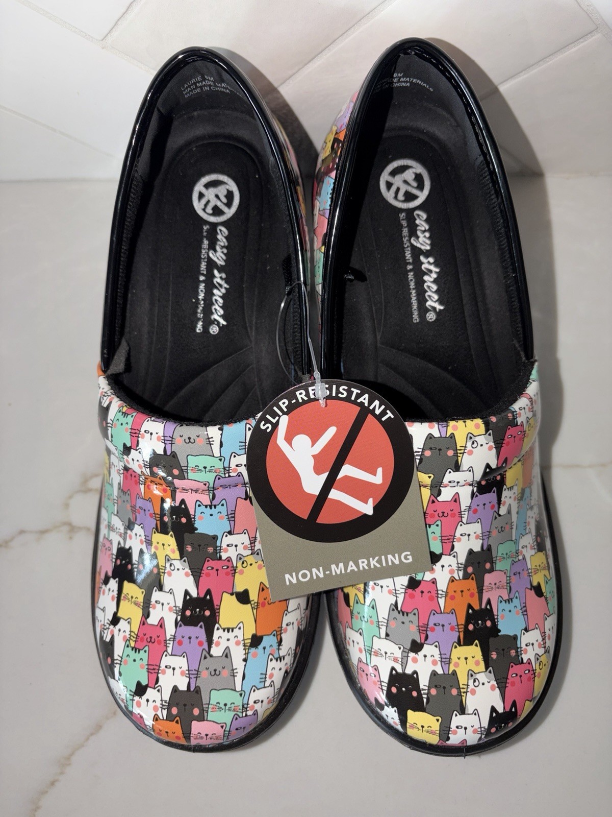 Easy Works by Easy Street Lyndee Cat Slip Resistant Nurse Work Shoes clogs 8.5