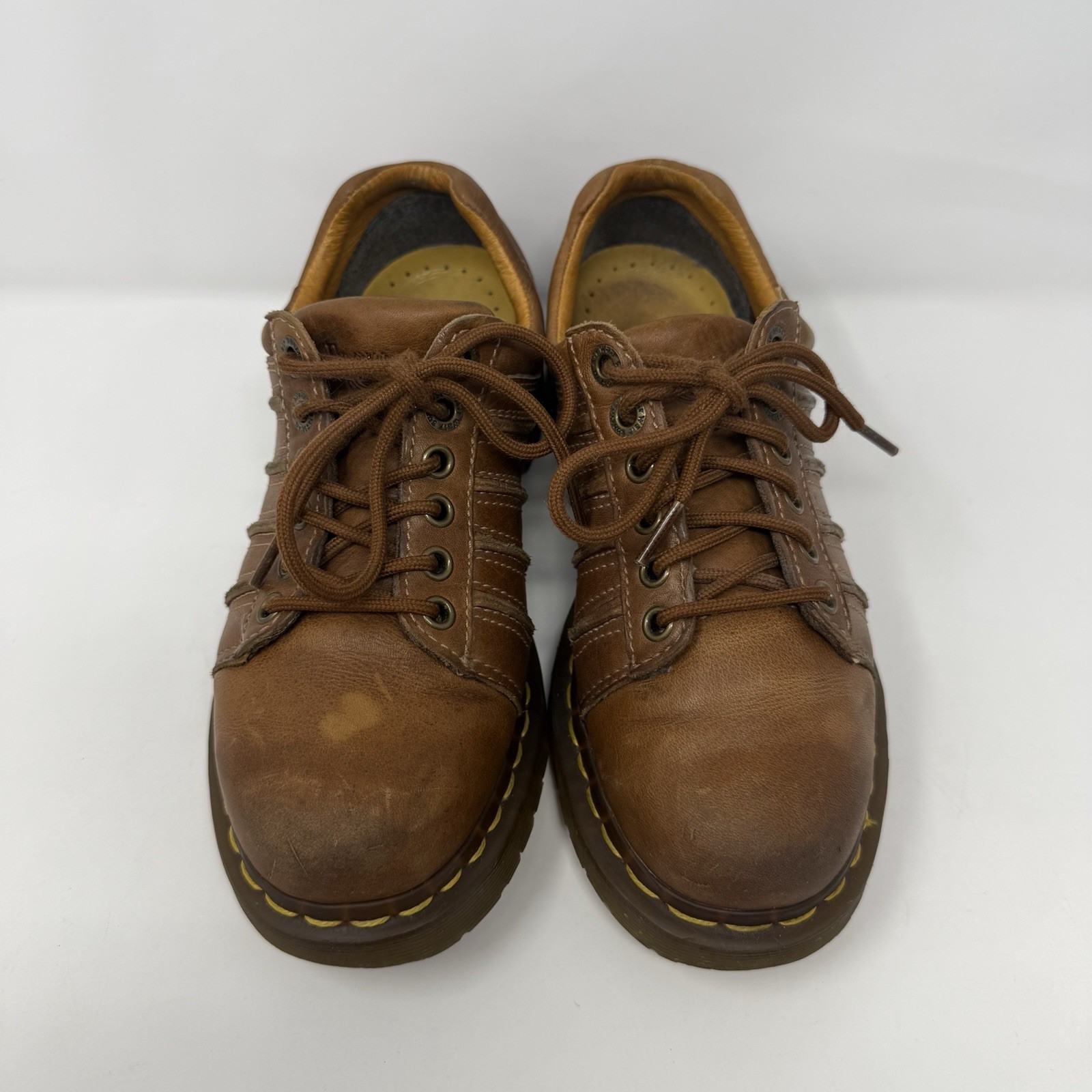 Y2K Dr Martens Chunky Oxford Shoes Brown Leather 12037 Womens Size US 7 UK 5