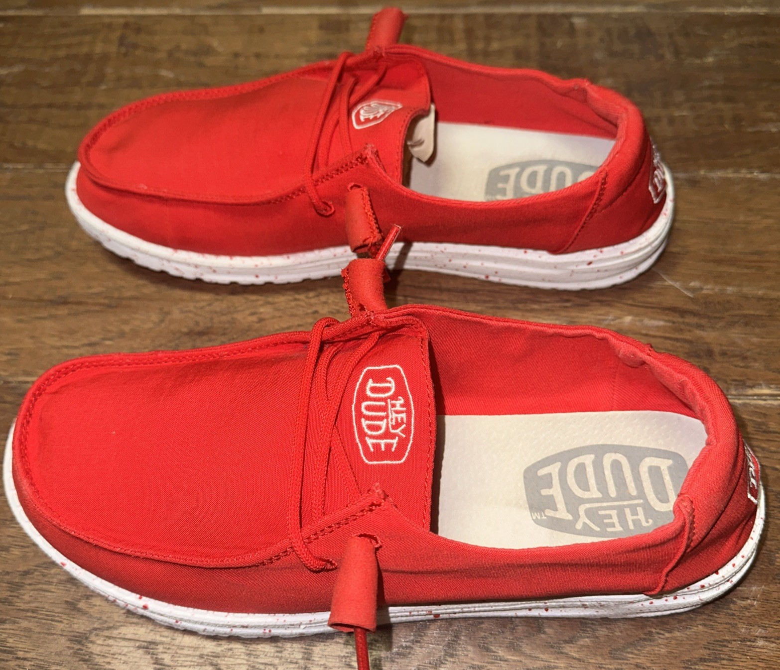 Hey Dude Wendy Slub Canvas Shoes Womens Size 9 Red Slip On Casual Comfort