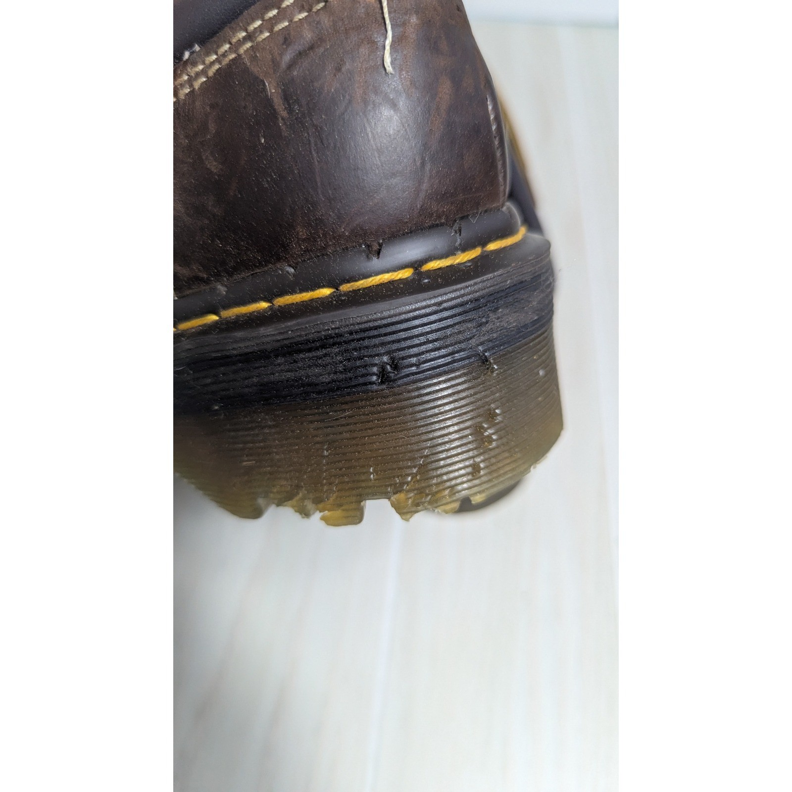 Pair w/ EATEN LEFT SHOE Dr. Martens Quad Arc Women 9 Brown Crazy Horse Platform