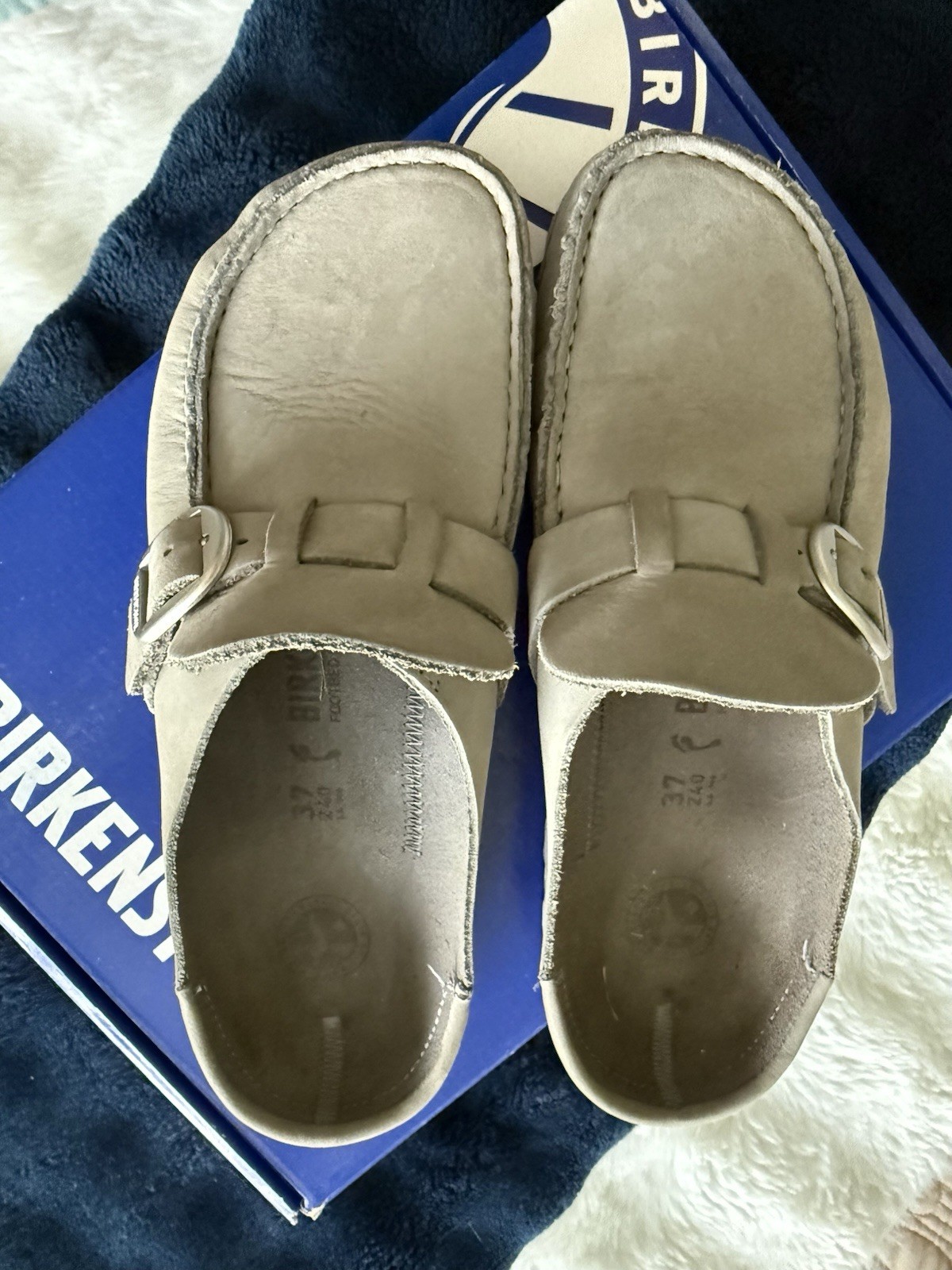 Birkenstock Buckley Clogs Dove Gray Nubuck Leather EU 37 US 6 Narrow w/ Box