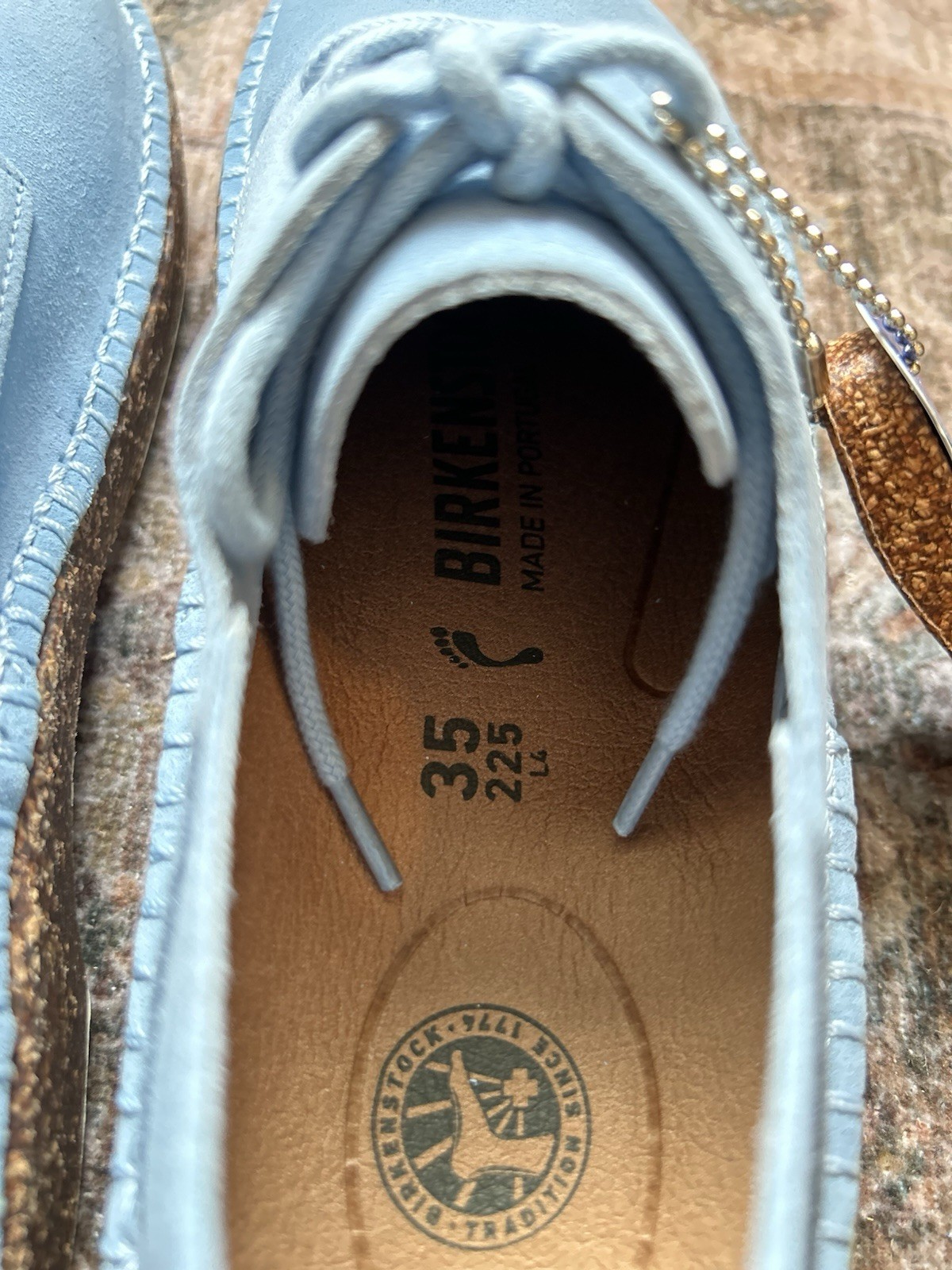 Birkenstock Gary Suede Leather Shoe Women’s EU 35 US 4 Sly Blue Narrow Fit NWB