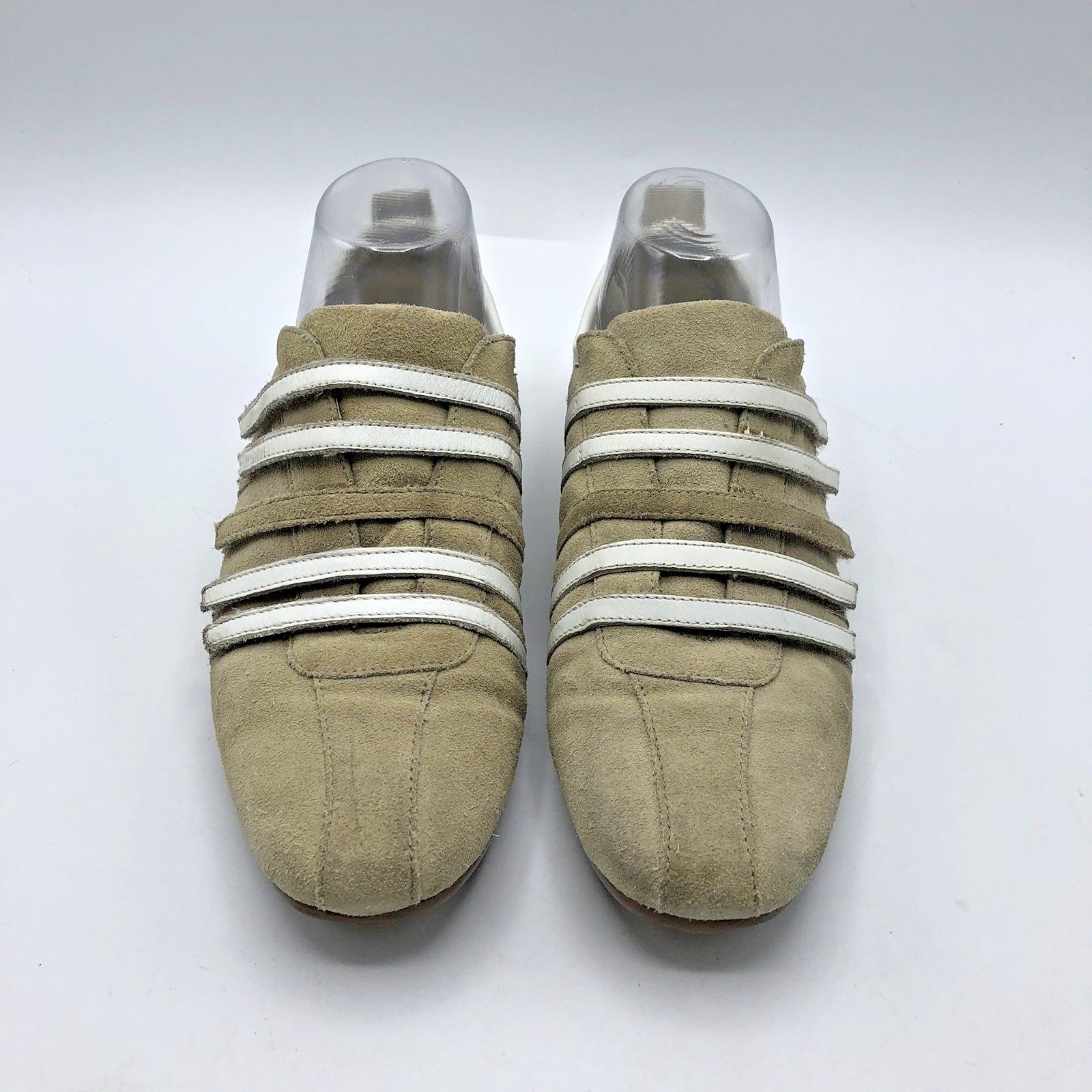 ECCO Women Beige White Hook and Loop Fastener Sneaker Shoe Size 7.5 Pre Owned