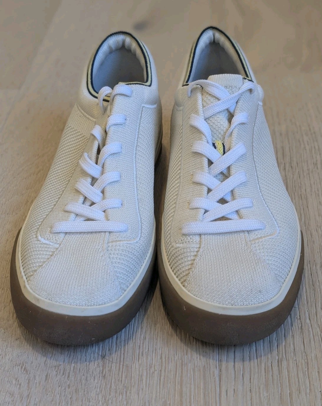 Rothy’s The Lace Up Sneaker Womens 8 Blonde Ivory Knit Comfort Low Top Shoes