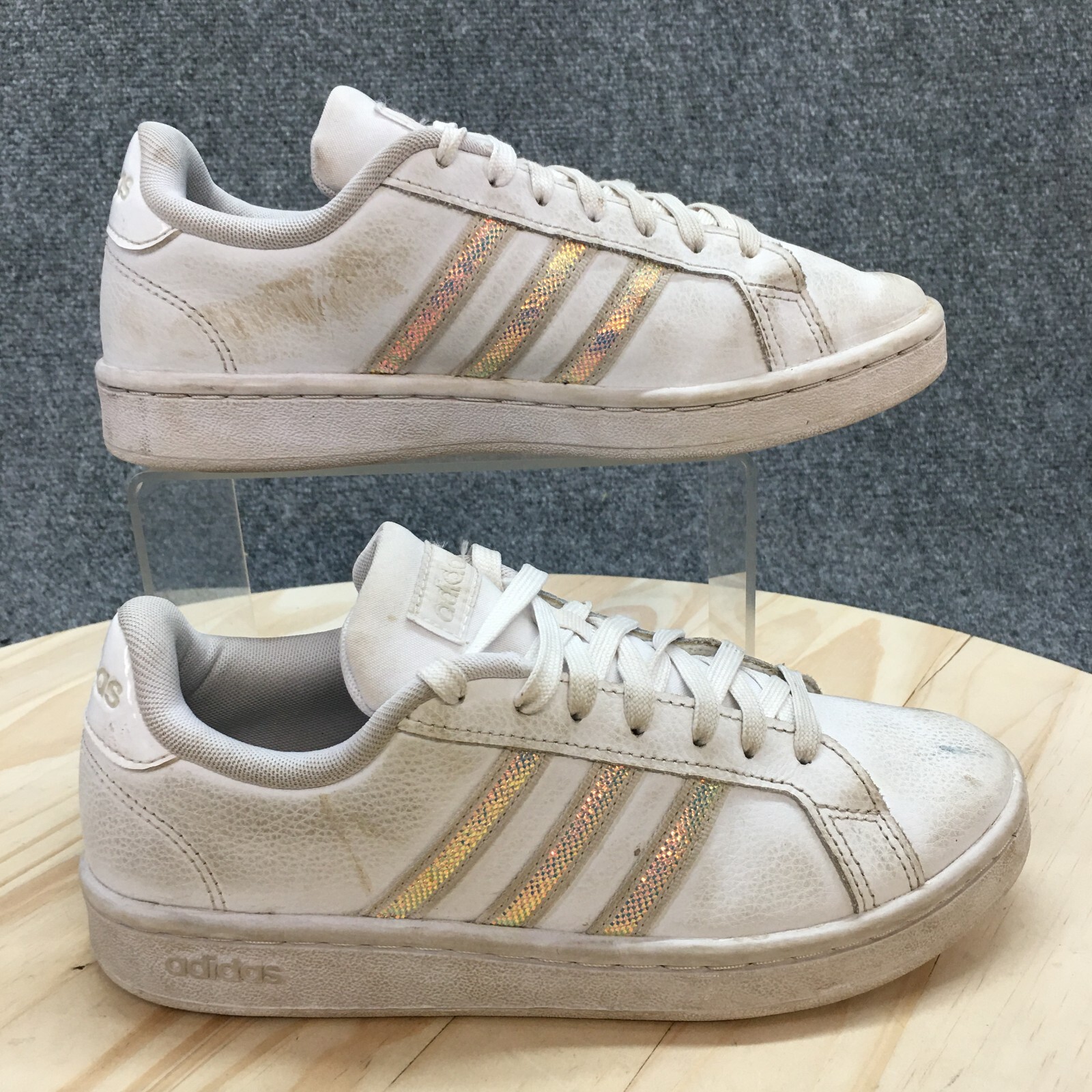 Adidas Sneaker Womens 6 White Grand Court Lace Up Casual Comfort Leather FW3734