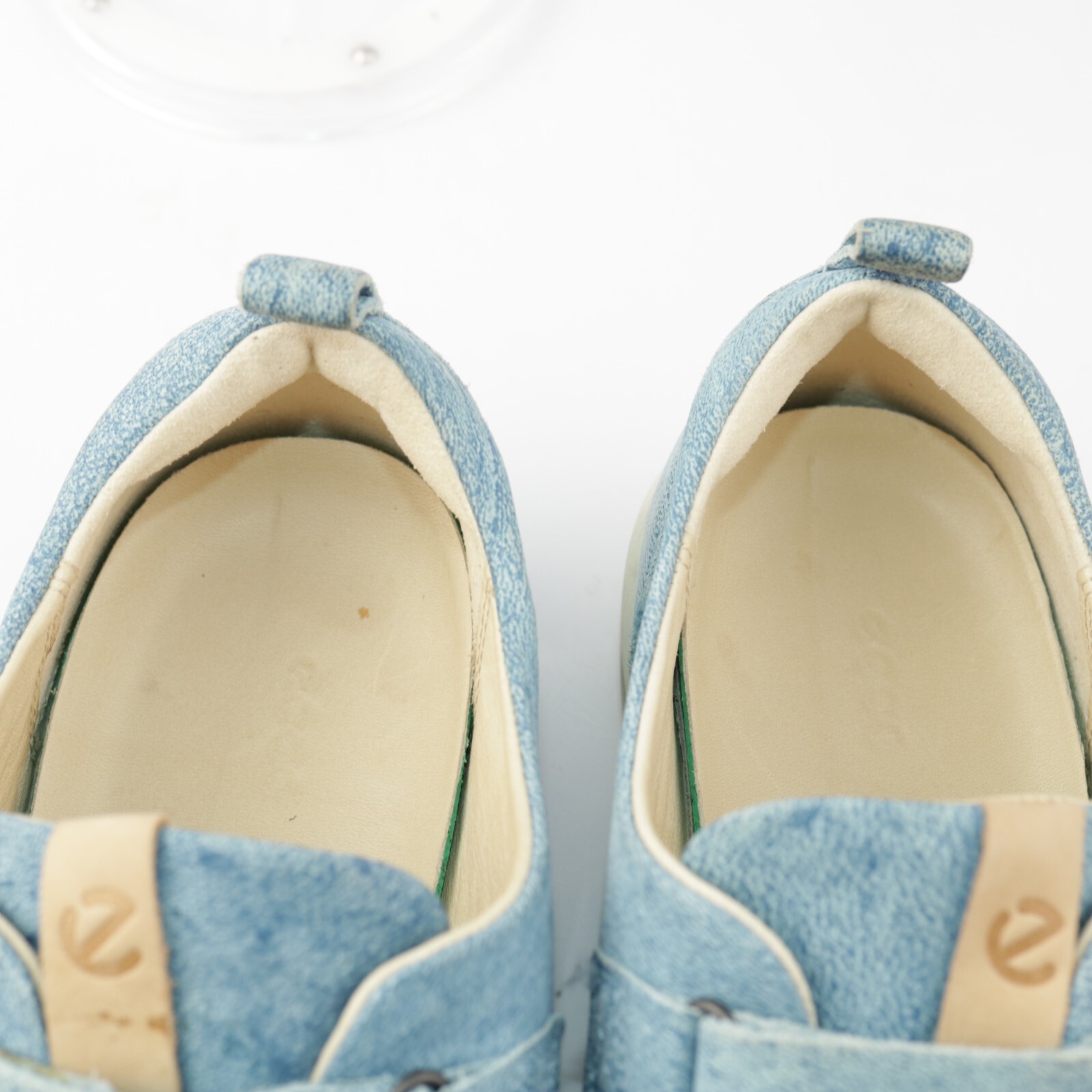 Ecco Womens Soft 8 Sneakers Size 8 Blue Leather Denim Triple Strap Comfort Shoes