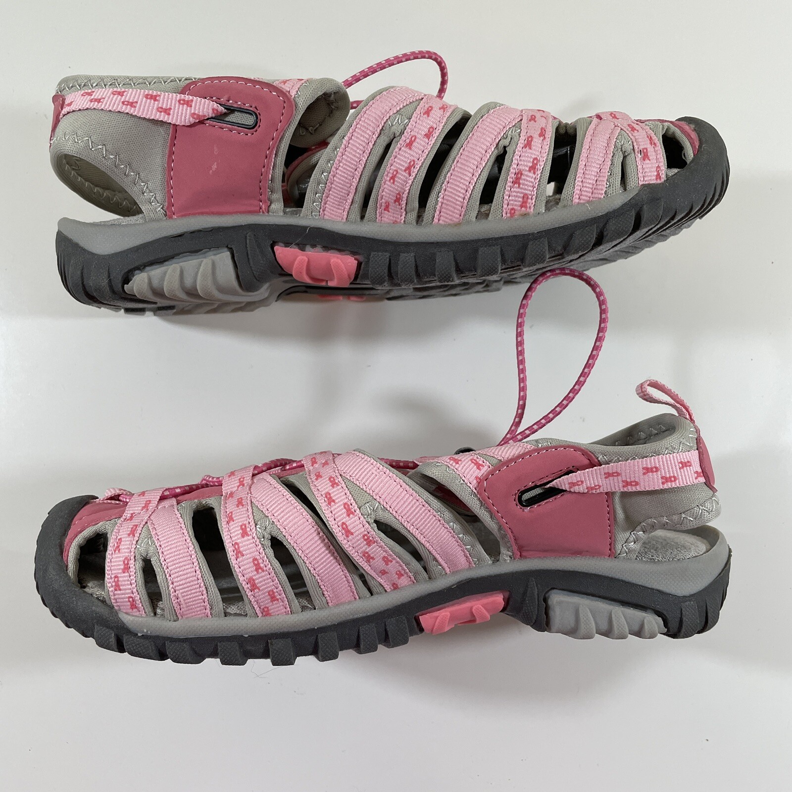 Women’s Sports Hiking Walking Sandals Size 6 Breast Cancer Awareness Pink/Gray