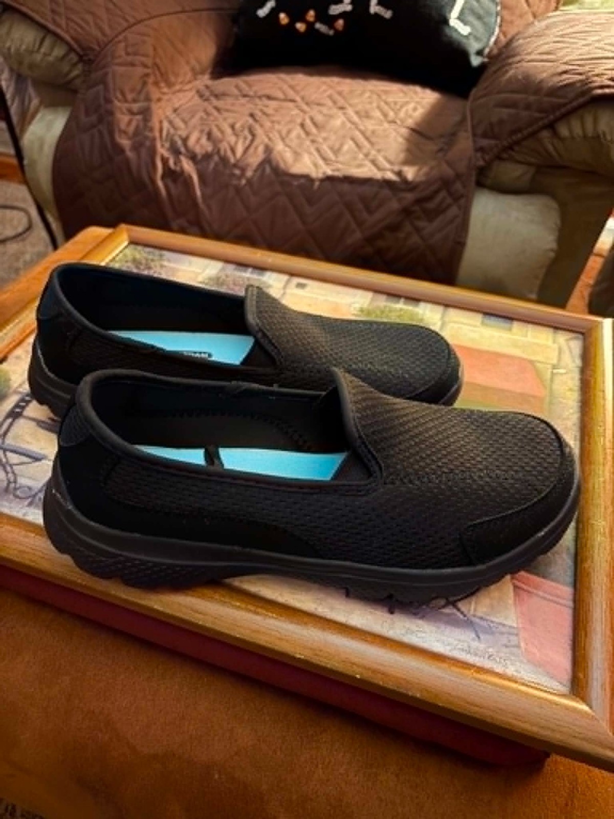 Womens Cool Wave Memory Foam Black Slip-On Shoes Size 8.5