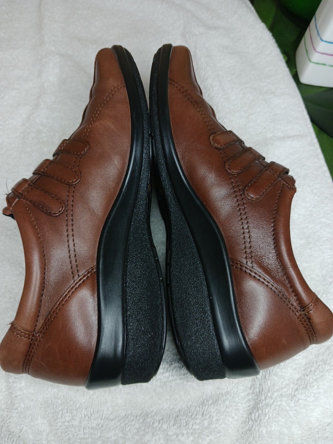 ECCO Shade 3-Strap Brown Leather Comfort Loafer Shoe Women Sz EU 38 US 8.5