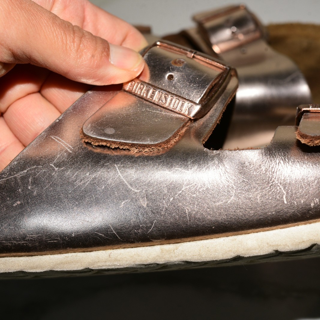 Birkenstock Arizona Leather Metallic Rose Gold Soft Women 41 N
