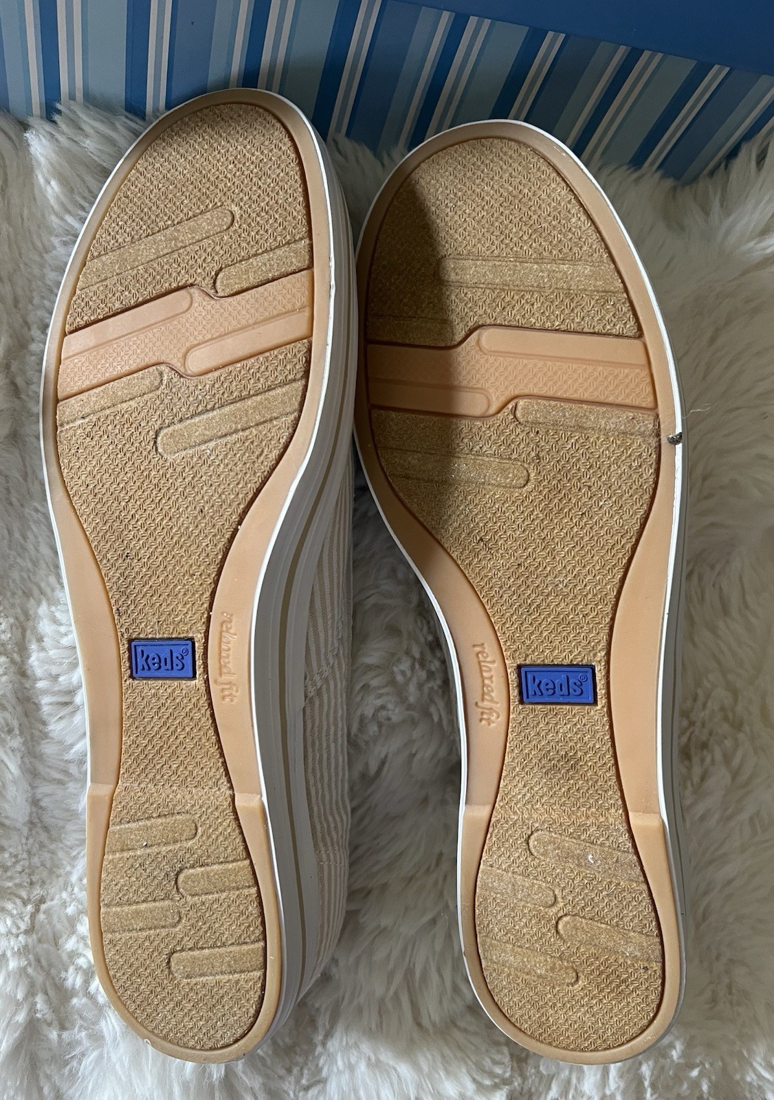 Vintage Keds Seersucker Sneakers Womens Size 10M NOS NIB Y2K Stripe