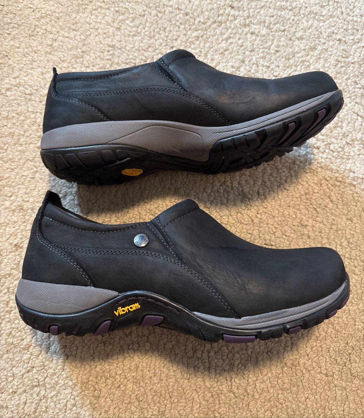 Dansko Patti Slip-On Shoes Black Leather Vibram Waterproof | Wmns 9.5-10US 40EU