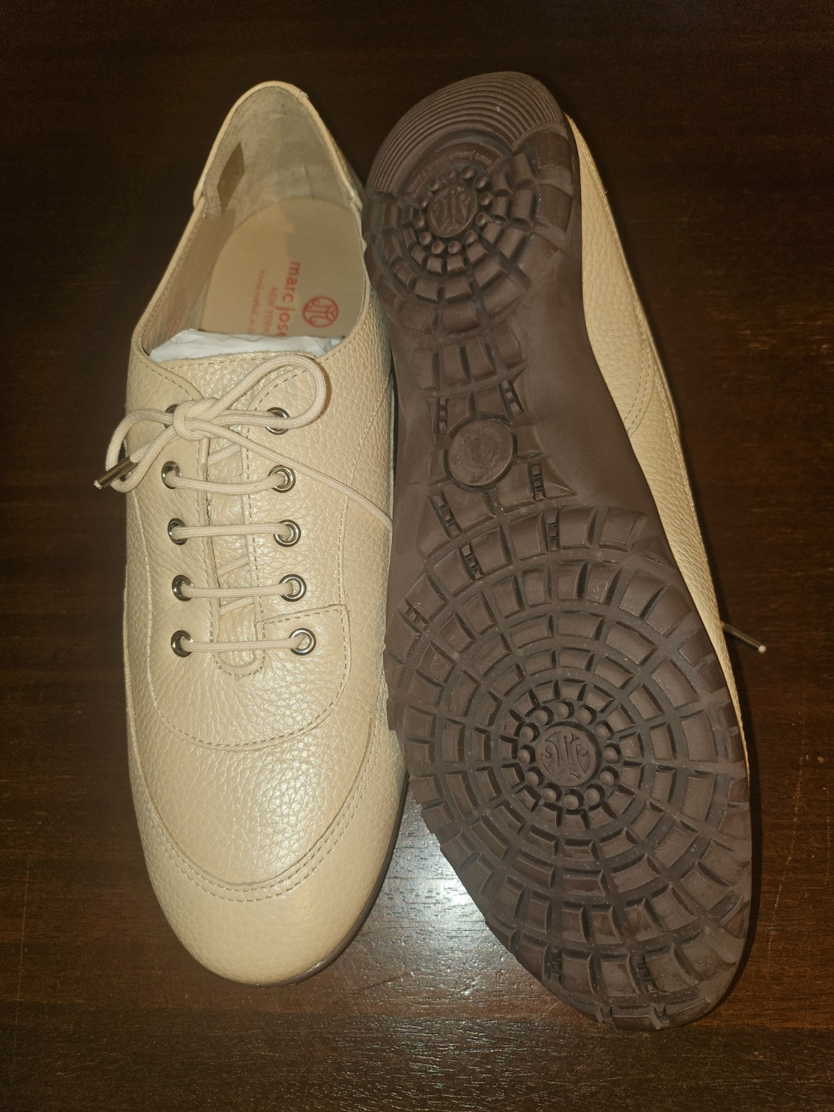 Marc Joseph Hampton Golf All Leather Oxfords Lace Up Shoes Beige Size 11
