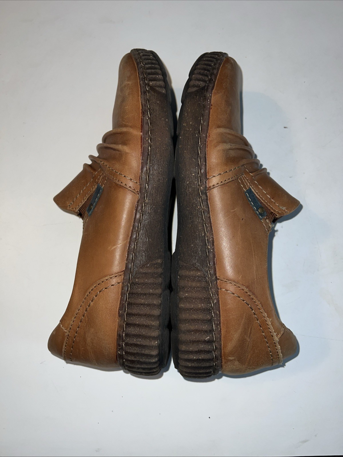 Clarks Magnolia Faye Saddle Brown Leather Ruched Slip On Loafer Moccasin 8.5