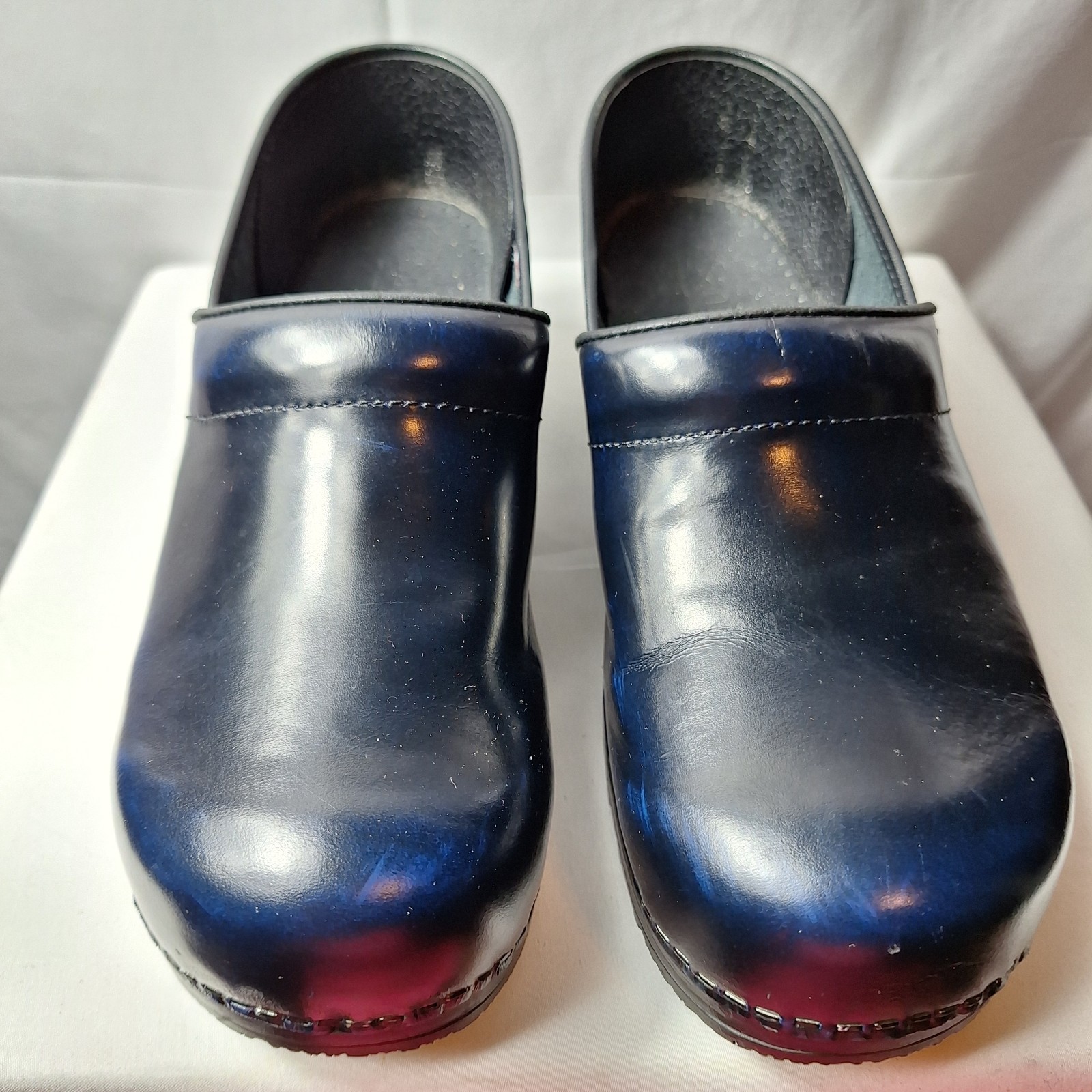 SANITA The Original Danish Clogs Work Sz EU/42 US/11 Navy Blue Leather Slip-On