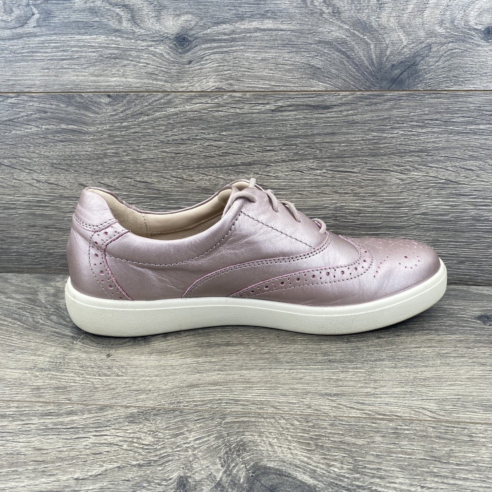 Hotter Piper Shoes Womens Size 7.5 Rose Pink Leather Oxford Casual Comfort 38.5