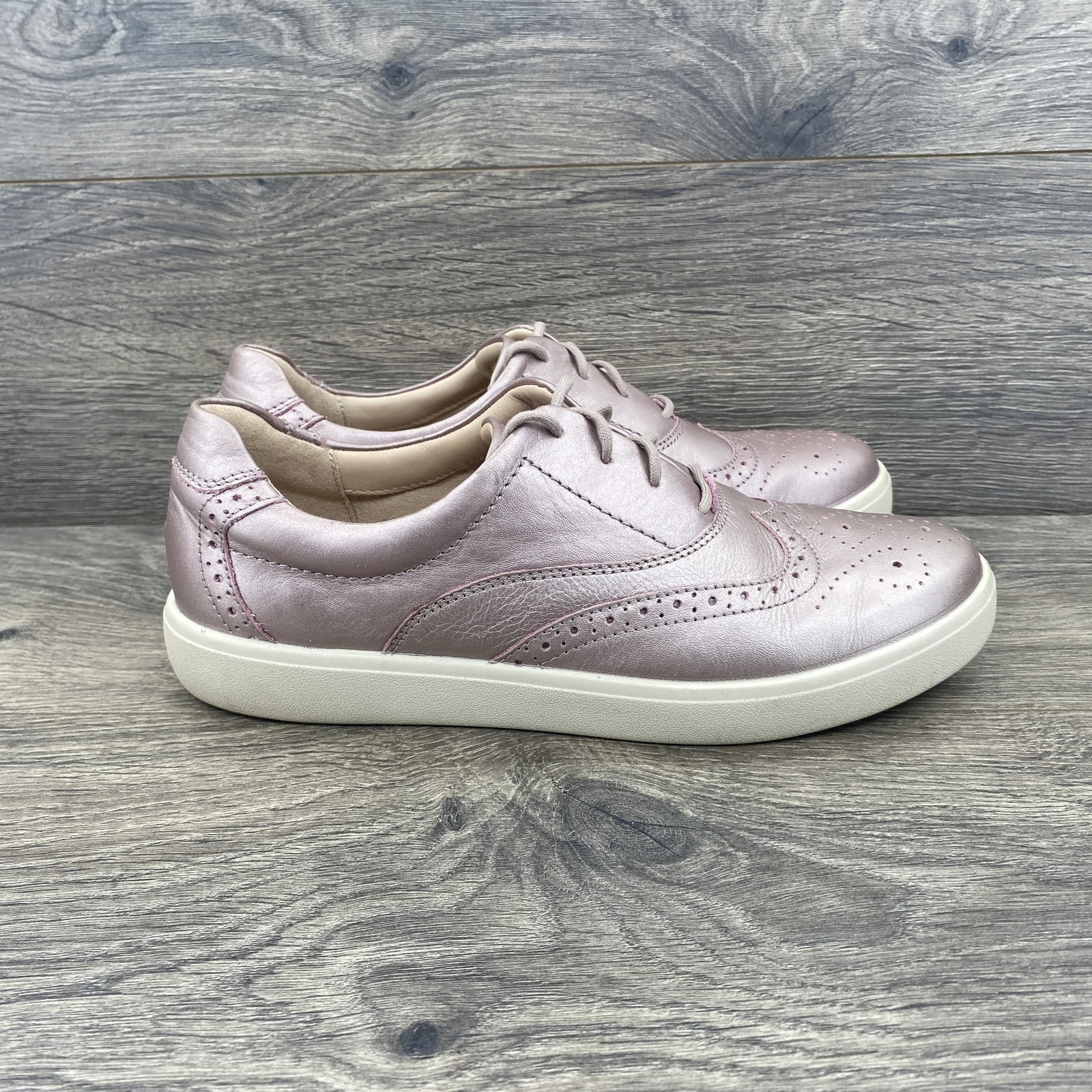 Hotter Piper Shoes Womens Size 7.5 Rose Pink Leather Oxford Casual Comfort 38.5