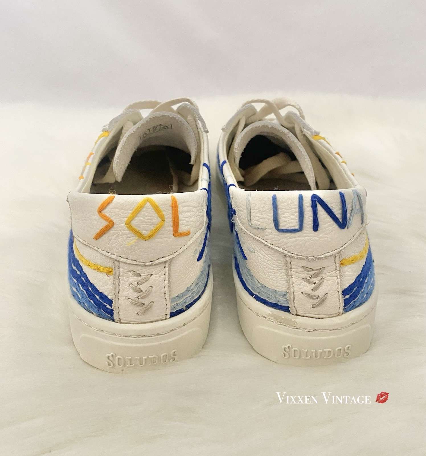 SOLUDOS LEATHER ‘THE SUNRISE SUNSET CLASSIC SNEAKER’ IN OASIS WHITE MULTI $159